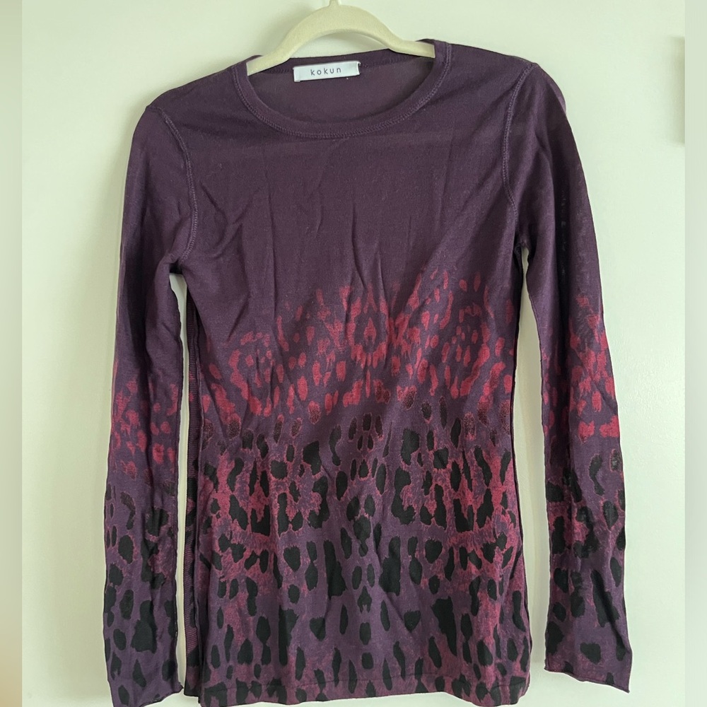 KOKUN purple patterned sweater size small